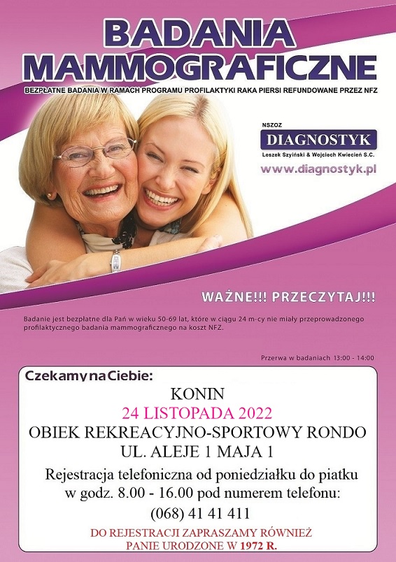 Badania mammograficzne przy obiekcie Rekreacyjno-Sportowym RONDO