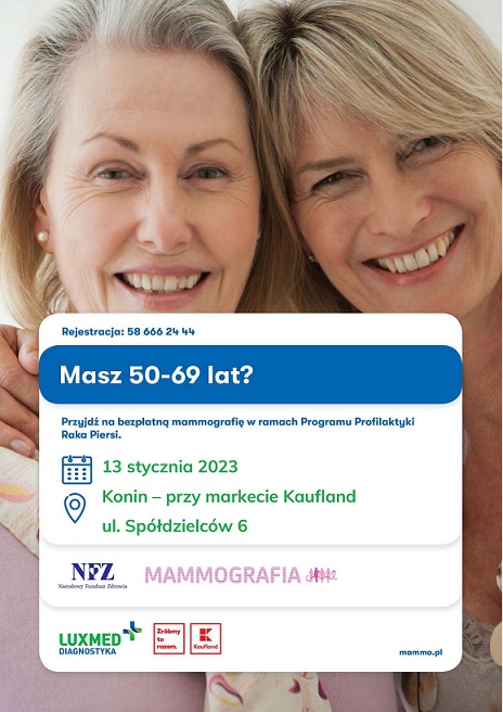 Badania w mobilnej pracowni mammograficznej LUX MED w styczniu 2023 – Konin